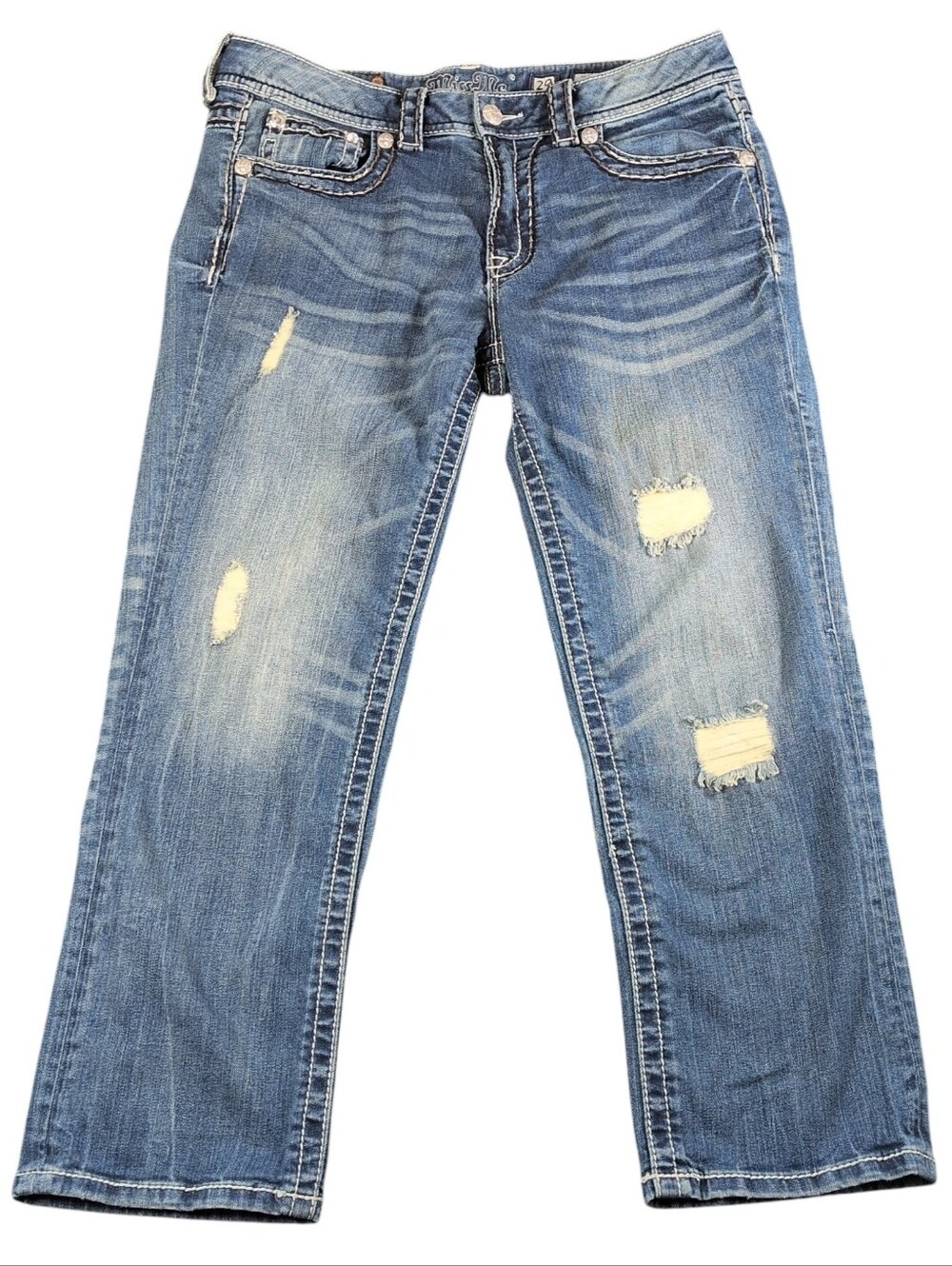 Miss Me Boyfriend Capri Distressed Jeans Size 29